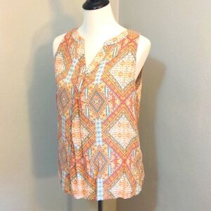 Rayon Sleeveless Top with Geometric Pattern Rose & Thyme Size Large